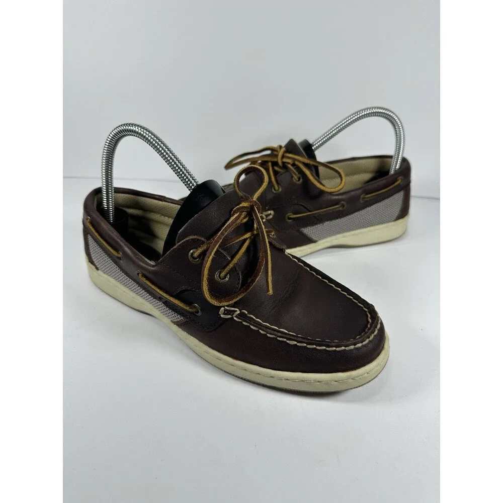 G.H. Bass & Co. Men's Brown Leather Boat Shoes Size 8